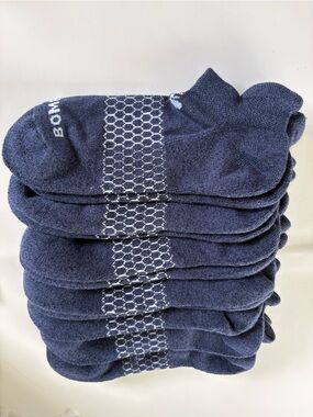 Bombas 8 Pack Navy Cushioned Ankle Socks Size M